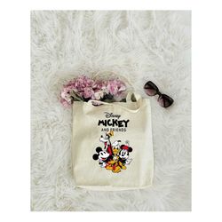 disney mickey and friends tote bag, disneyland tote bag, disney vacation bag, disneyworld tote bag, custom tote bag, dis
