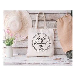 girls weekends 2023 tote bag, book bag, personalized tote, road trip tote bag, shopping tote bag, weekend trip tote bag,