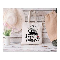 let's cruise tote bag, vacation tote, tote bag gift, summer tote bag, reusable bag, cruising tote bag, grocery bag, holi