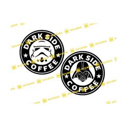 star wars, dark side coffee, stormtrooper, darth vader, empire, imperial, starbucks | svg png | silhouette cricut cuttin