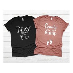 pregnancy announcement shirts, beauty and the bump ,beast behind the bump matching shirts, beast and belle,disney gender