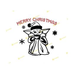 baby yoda, grogu santa, merry christmas, star wars mandalorian | svg png | silhouette cricut cutting ready instant downl