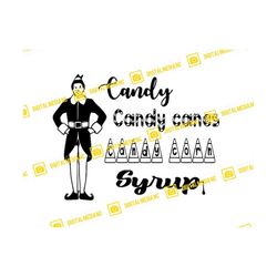 buddy the elf, four main food groups v2 - candy, candy cane, candy corns, syrup | svg png | silhouette cricut cutting re