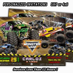 monster jam invitation, monster jam birthday, monster jam birthday party, digital, personalized invitation