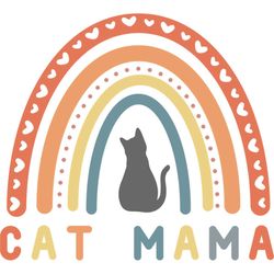 funny heart rainbow cat mama life svg
