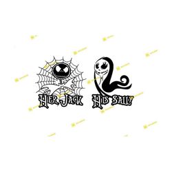 her jack, his sally, nightmare before christmas, meant to be | svg png | silhouette cricut cutting ready instant downloa