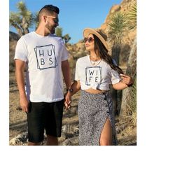 hubs and wife shirts, personalized hubs and wife, honeymoon shirts, newlywed shirt, just married shirt, couples shirts,