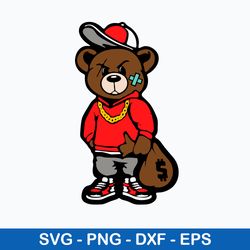 Gangster Teddy Bear Money Bags Good Chain Necklace Sneaker Svg, Png Dxf Eps File