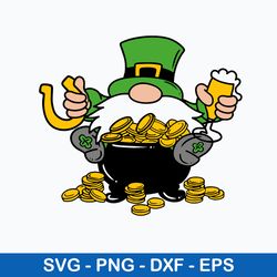 Gnome Pot Of Gold Svg, Gnome Svg, Png Dxf Eps File