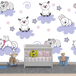 Animal kids wallpaper Textured wall Nursery bedroom decor