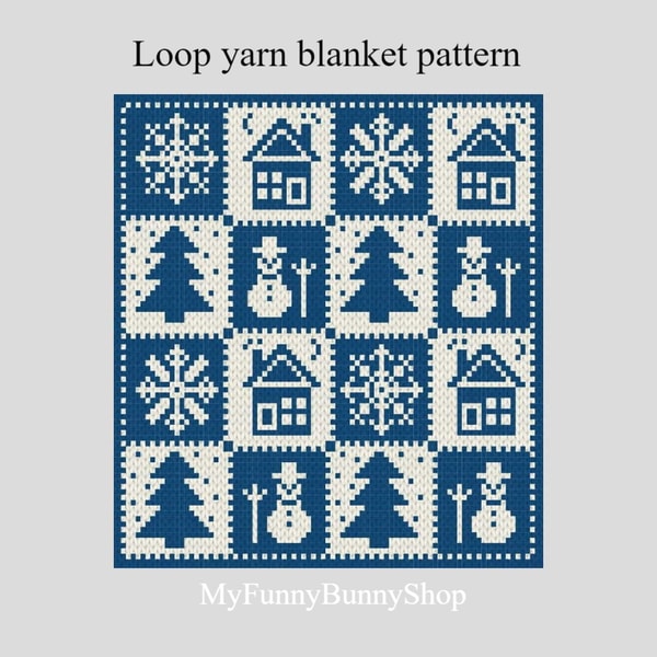 Loop yarn Winter Checkered blanket pattern PDF | Inspire Uplift