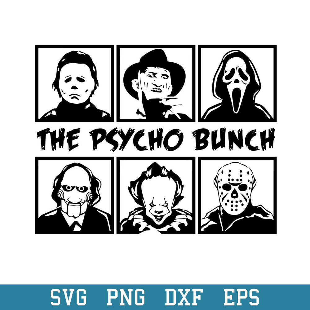 The Psycho Bunch Horror Moives Svg, Halloween Svg, Png Dxf Eps Digital File.jpeg
