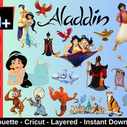 aladdin files, svg bundle , aladdin svg, princess jasmine , genie svg, aladdin svg, princess svg, aladdin png, silhouett