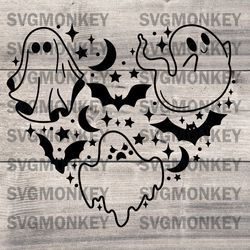 Cute Ghost Halloween Svg, Kids Halloween Svg, Bat Svg, Cute Halloween SVG ,EPS, DXF, PNG