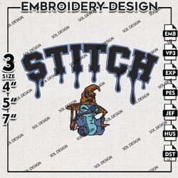Drop Name Stitch And Sorting Hat Embroidery Designs, Spooky Halloween Embroidery Files, Halloween Machine Embroidery