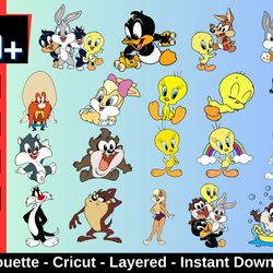 looney tunes svg, looney tunes clipart, layered digital vector file, looney tunes for cricut and,cartoon bundle layered,