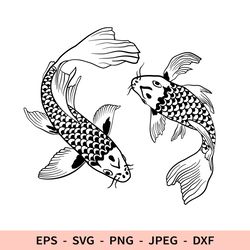 Koi chinese carp Svg Fish Dxf File for Cricut Laser Bass Fish Svg Silhouette