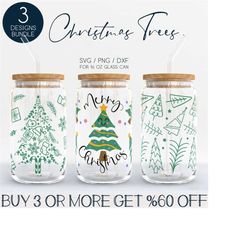 Christmas Tree Libbey Glass SVG Bundle, Merry Christmas 16oz Beer Can Wrap Svg Png Dxf, Coffe Cup Svg, Tumbler Wrap Svg