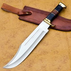BEAUTIFUL HANDMADE D2 STEEL HUNTING/BOWIE/DAGGER KNIFE WITH LEATHER/PAKKA WOOD