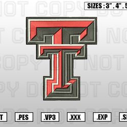 Texas Tech Red Raiders Embroidery File, NCAA Teams Embroidery Designs, Machine Embroidery Design File