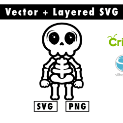 cute skeleton for halloween svg and png files for cricut machine , anime svg , manga svg , goku svg