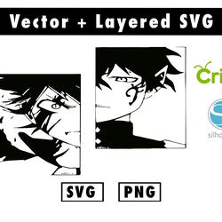 asta and yuno black clover svg and png files for cricut machine , anime svg , manga svg , goku svg
