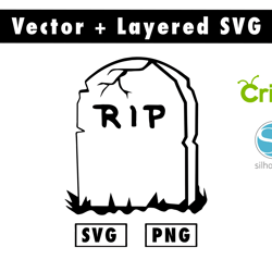 grave r.i.p halloween svg and png files for cricut machine , anime svg , manga svg , goku svg