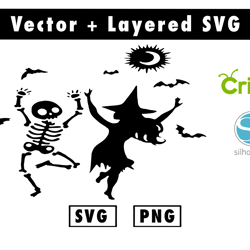 dancing with witches svg and png files for cricut machine , anime svg , manga svg , goku svg