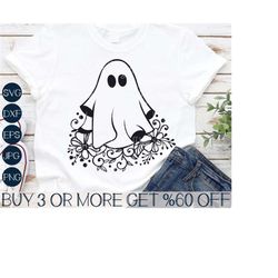 Floral Ghost SVG, Ghost with Flowers SVG, Boo Svg, Halloween Shirt SVG, Spooky Svg, Png, Svg Files For Cricut, Sublimati