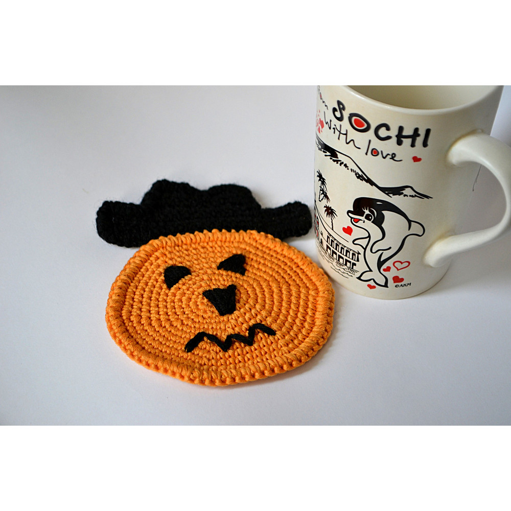 Pumpkin Crochet Pattern Halloween Pumpkin Coaster 4