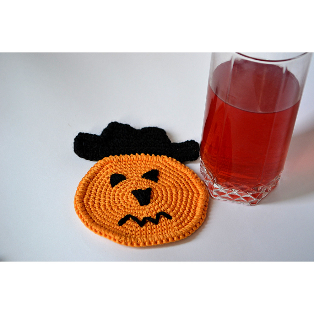 Pumpkin Crochet Pattern Halloween Pumpkin Coaster 3