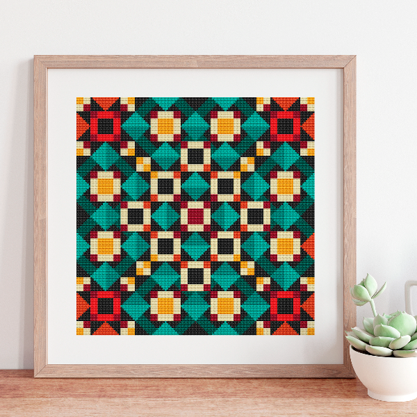 modern cross stitch pattern color blocks