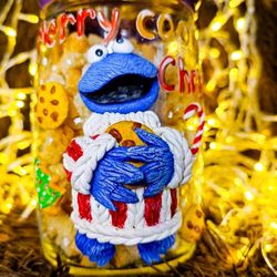 christmas cookie monster cookie jar
