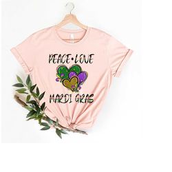 peace love mardi gras shirt,  carnival parading masks beads shirt,   mardi gras fleur de lis fat tuesday louisiana happy