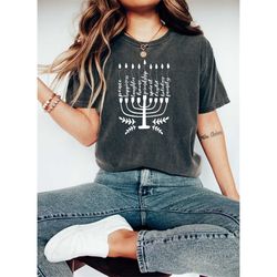comfort colors happy hanukkah shirt, hanukkah gifts, menorah, hannukah sweater, jewish saying tee, jewish shirt, jewish