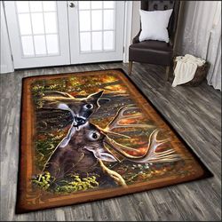 deer hunting couple rectangle rug v