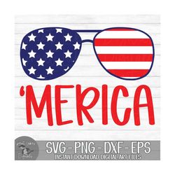 4th of july sunglasses, 'merica, america, red white & blue, usa - instant digital download - svg, png, dxf, and eps file