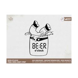 beer o'clock svg, funny beer svg cut files for cricut, digital download, png-dxf-pdf