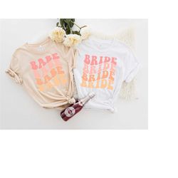wavy bride and babe crew, retro batch shirts, bachelorette party shirts, bride and babe, bachelorette t-shirt, wavy shir