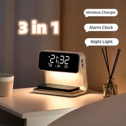 Wireless Charging LCD Screen Alarm Clock