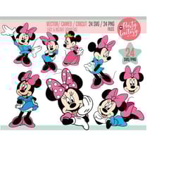 24 minnie mouse svg cliparts, 24 png cliparts, bow, dot bow, daisy, cricut, silhouette, instant download