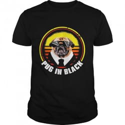 dog pug in black vintage shirt