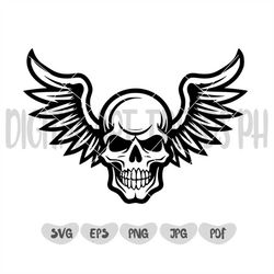 Skull With Wings Svg, Winged Skull Svg, Skull Svg, Skull Clipart, Skull Vector, Skull Cricut, Skull Cutfiles, Skull Shir