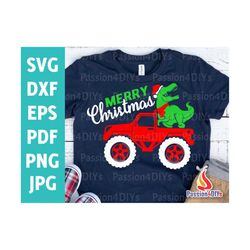 monster truck svg, christmas dinosaur truck svg, merry christmas svg, dinosaur christmas shirt design, holiday clipart,