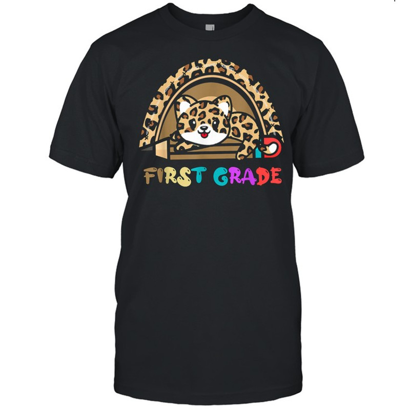 First Grade Leopard Rainbow T-Shirt.jpg