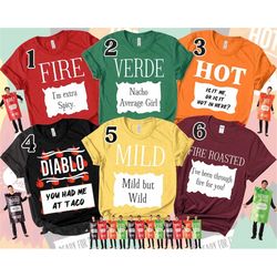 custom taco bell hot sauce group costume shirt, hot sauce shirt women, taco sauce halloween costume, group costume for w