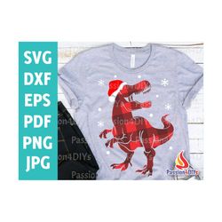 christmas svg, dino svg, dinosaur svg, t-rex svg, buffalo plaid svg, merry christmas svg, santa claus shirt svg cut file
