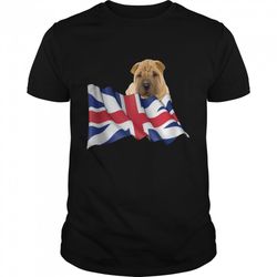 union jack flag dog chinese sharpei shirt
