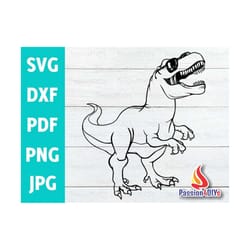 dinosaur svg, tyrannosaurus svg, dino svg, dinosaur sunglasses svg, t-rex svg, glasses svg, cricut silhouette ready to c