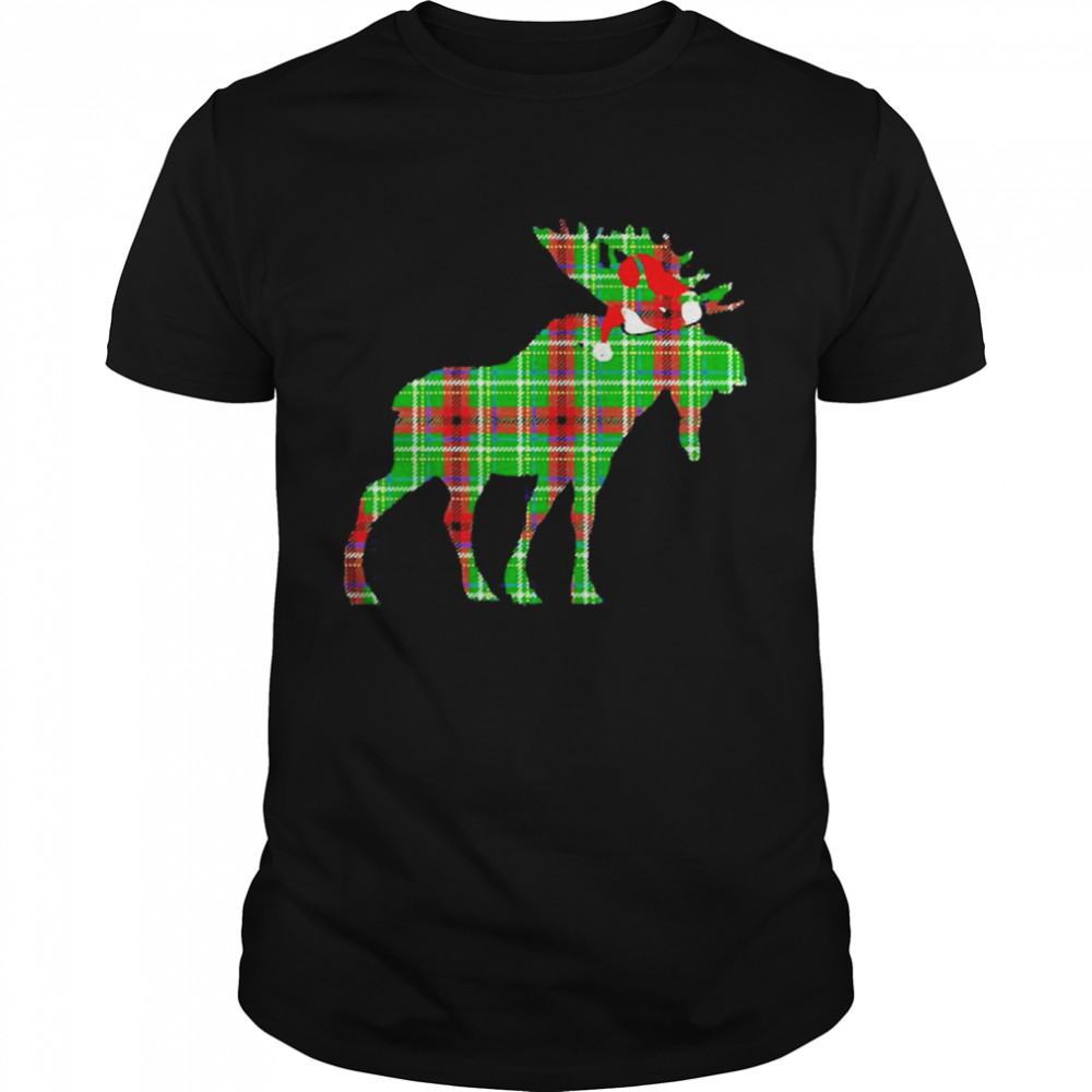 Plaid Moose Santa Hat Christmas Pajama Shirt.jpg